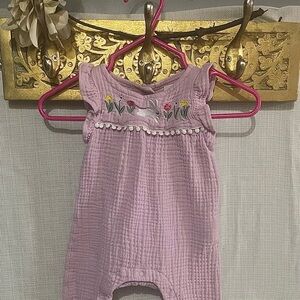 Cat & Jack Lavender Pink Floral Embroidered One-Piece Bodysuit